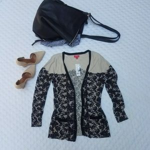 Elle Cardigan Faux Lace with pockets
